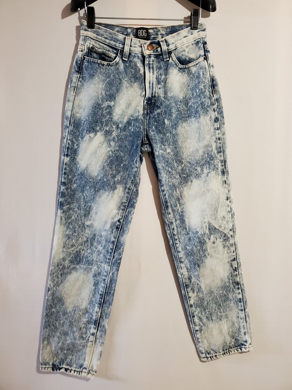BDG Urban Outfitters Womens Slim Straight Acid Wash High Waist Jeans Size 25 80s